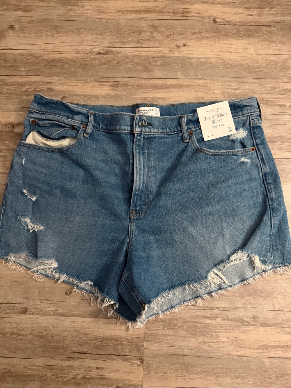 Abercrombie & Fitch Light Blue Distressed Mom Jean Shorts